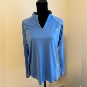 Women’s Adidas Blue Golf Pique Mock Neck‎ Quarter Zip